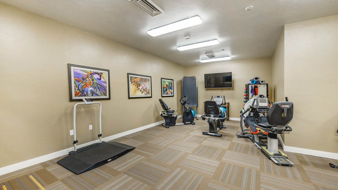 The fitness center of The Watermark at Continental Ranch.