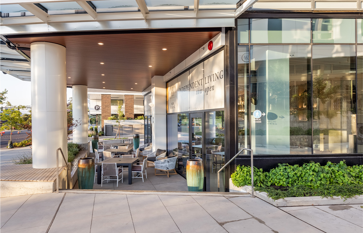 An outdoor dining area.