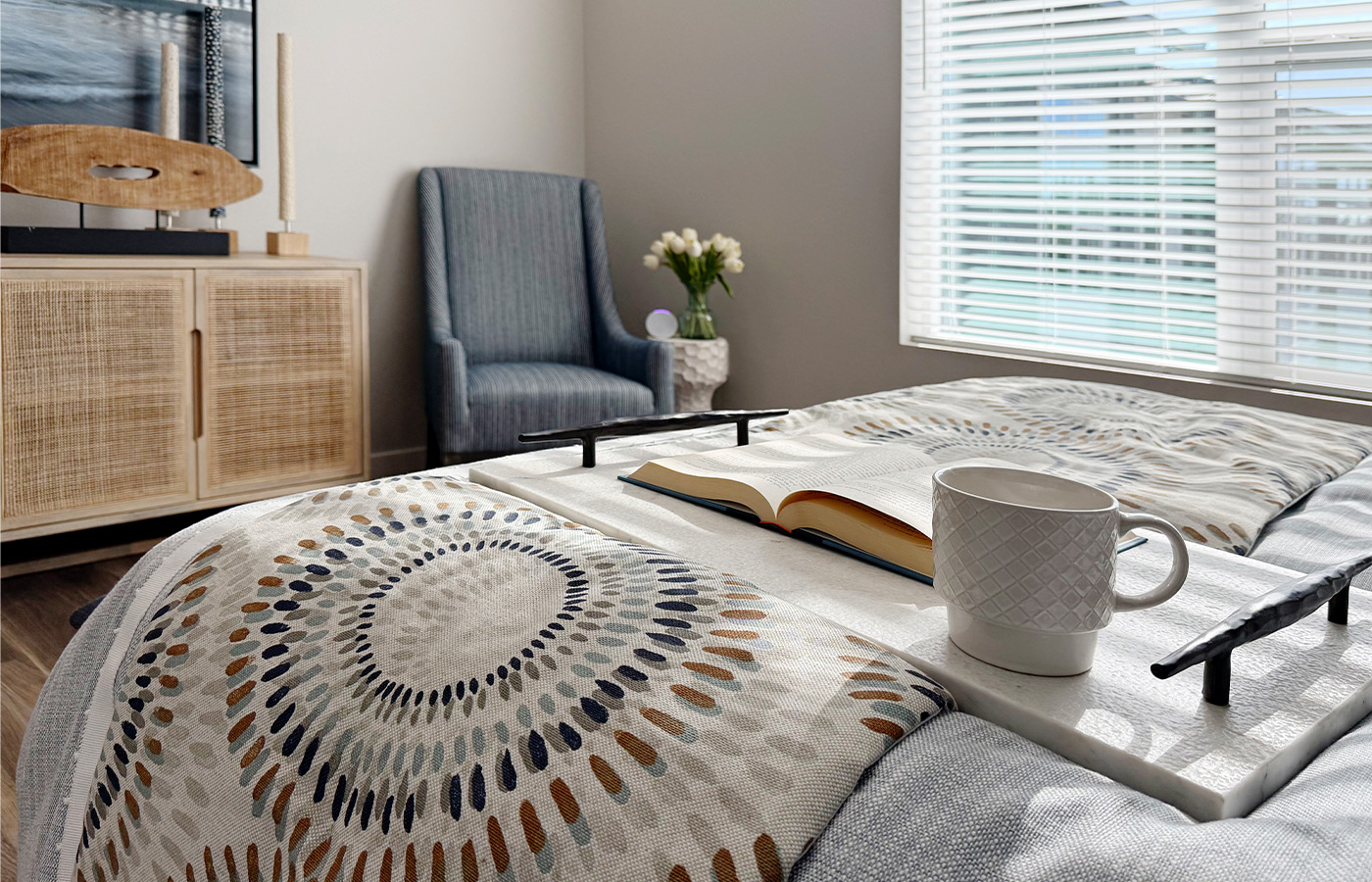 A fully furnished bedroom.