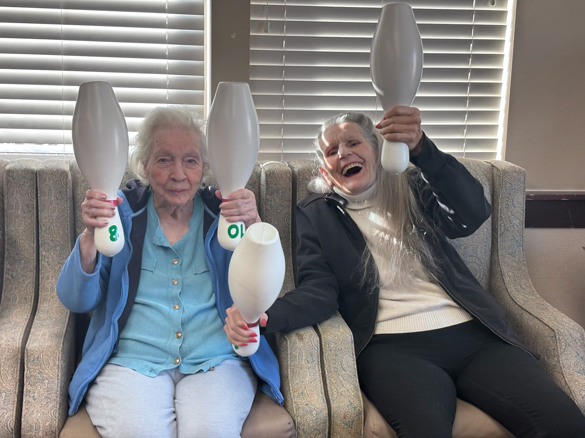 Friends-with-bowling-pins