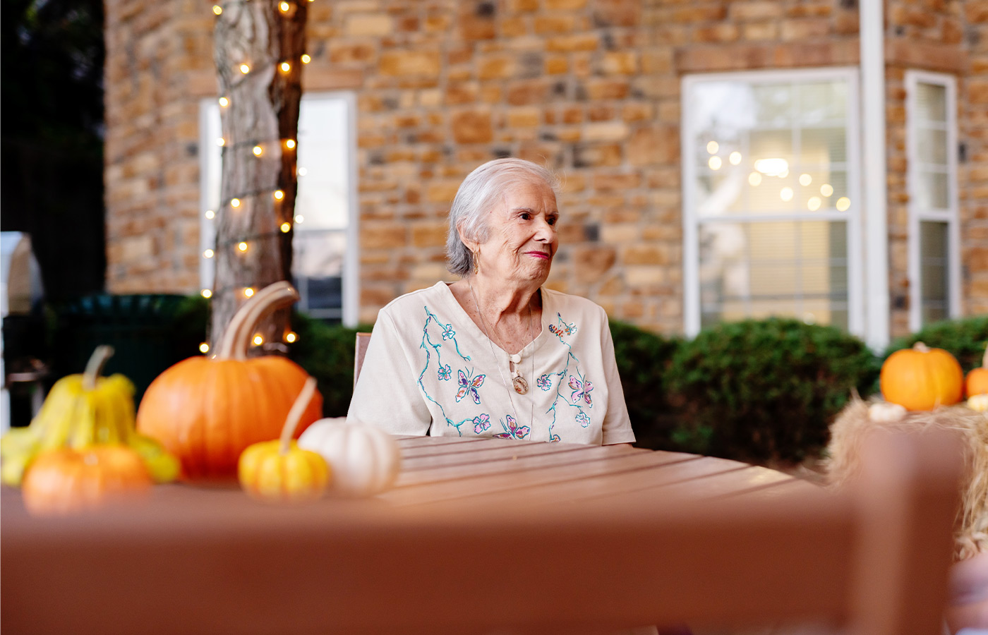 A person sitting outside.