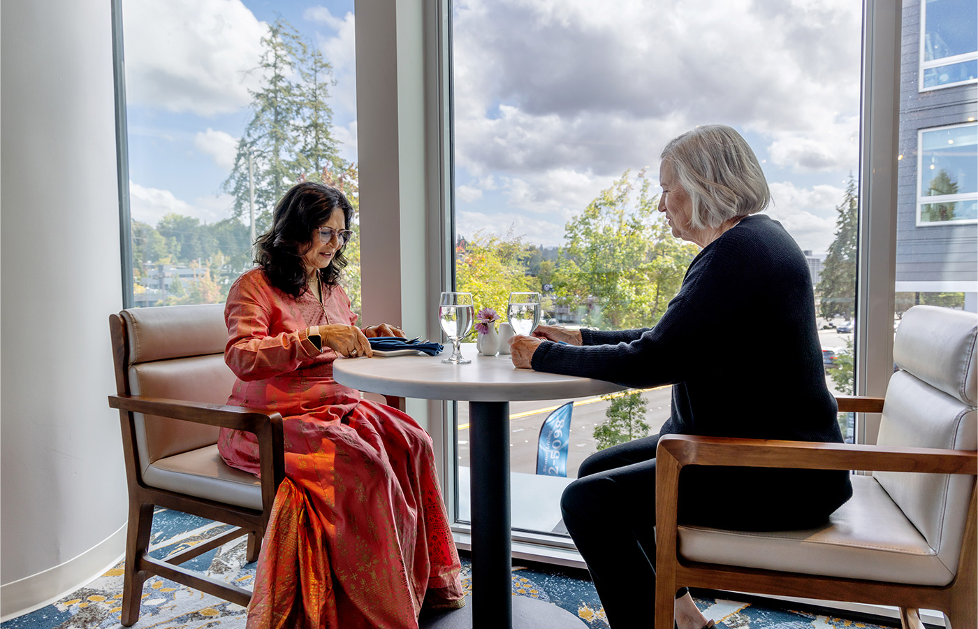 Two people having lunch.