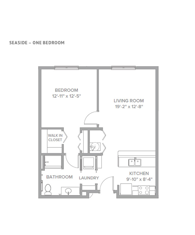 A 1 bedroom floorplan drawing.