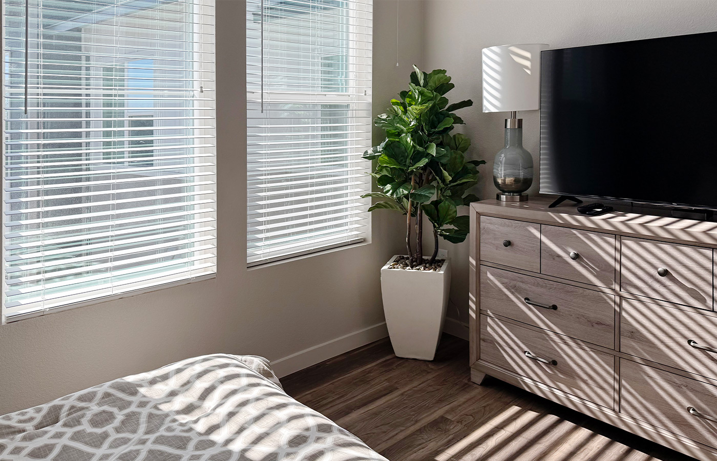 A fully furnished bedroom.