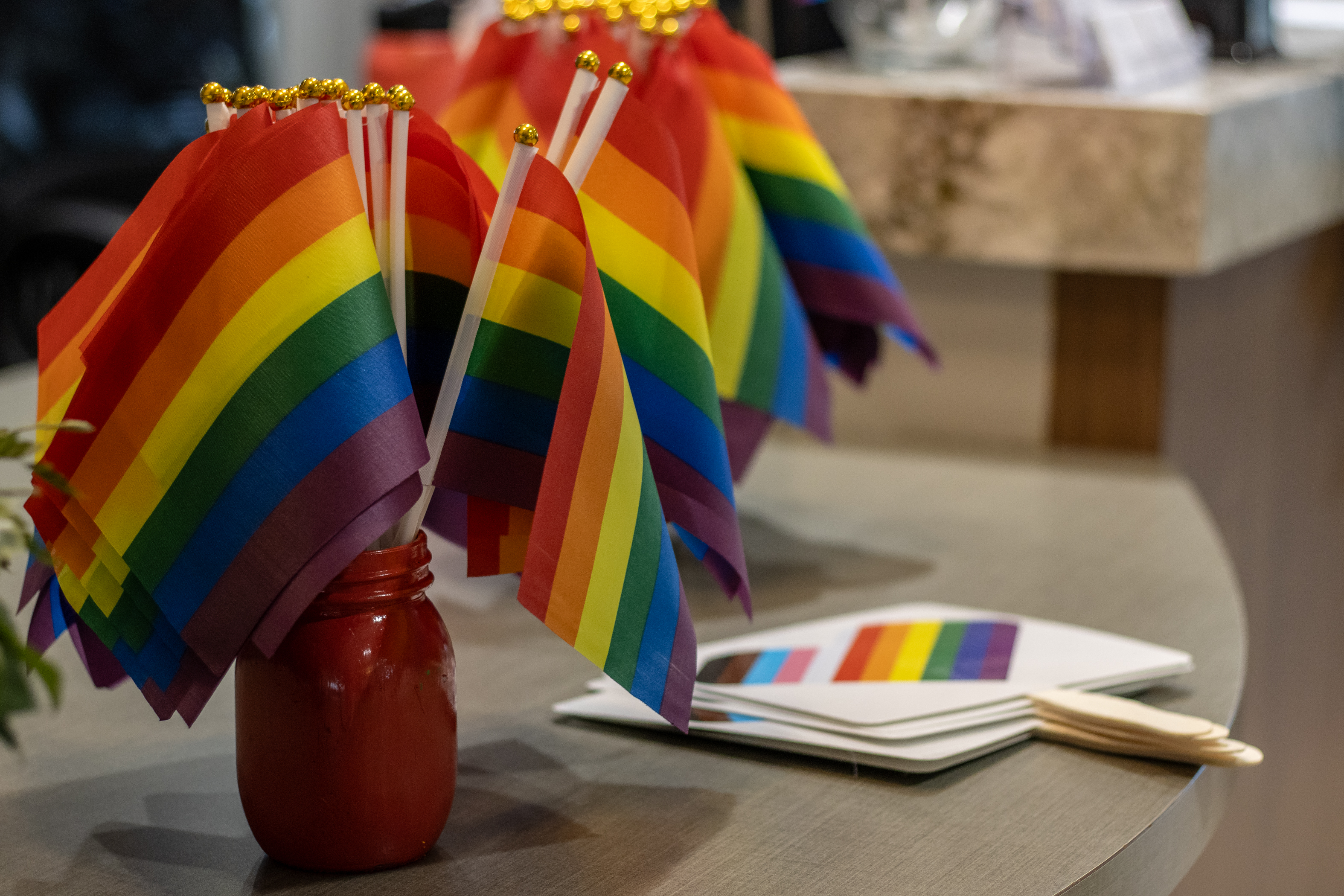 small pride flags in vase