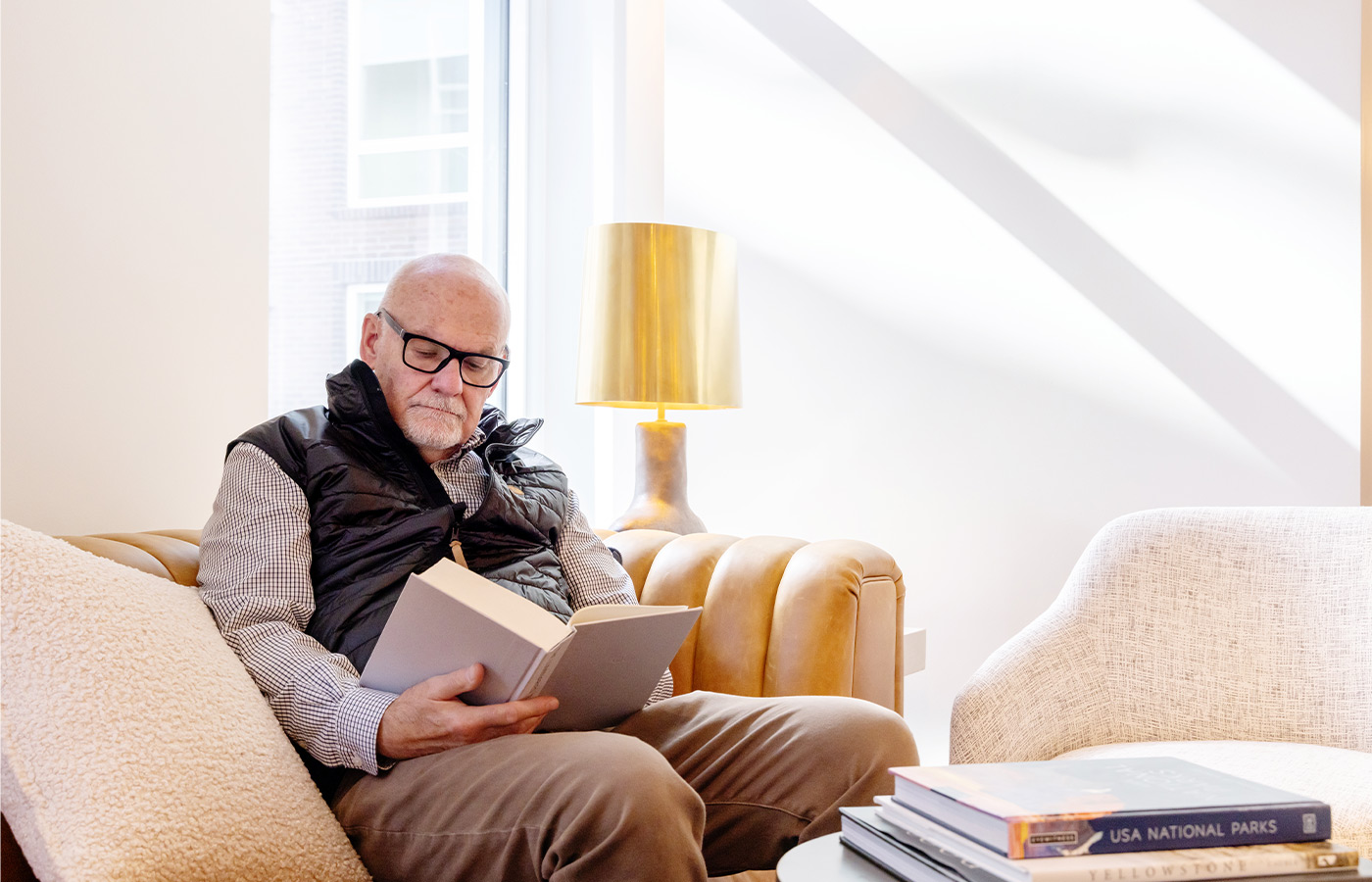 A person reading a book.