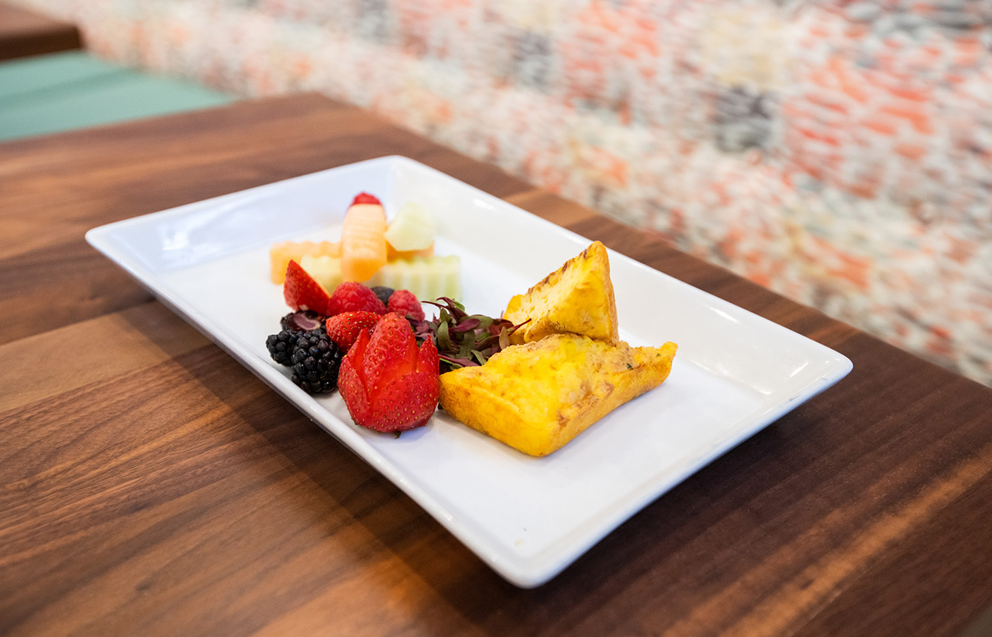 A plate of fruit.