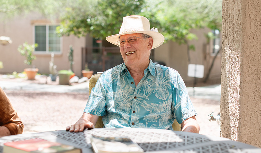 A person sitting outside.