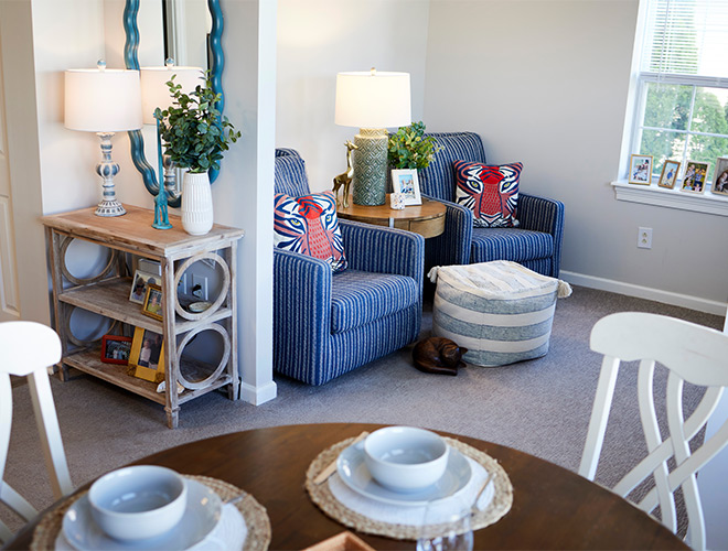 A fully furnished living room.